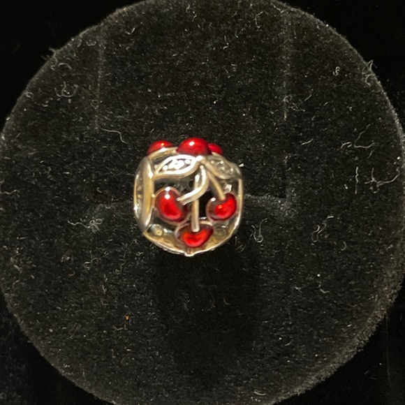 Authentic Retired Sterling Silver Pandora Cherries Charm with Red Enamel 🍒 - Picture 2 of 4